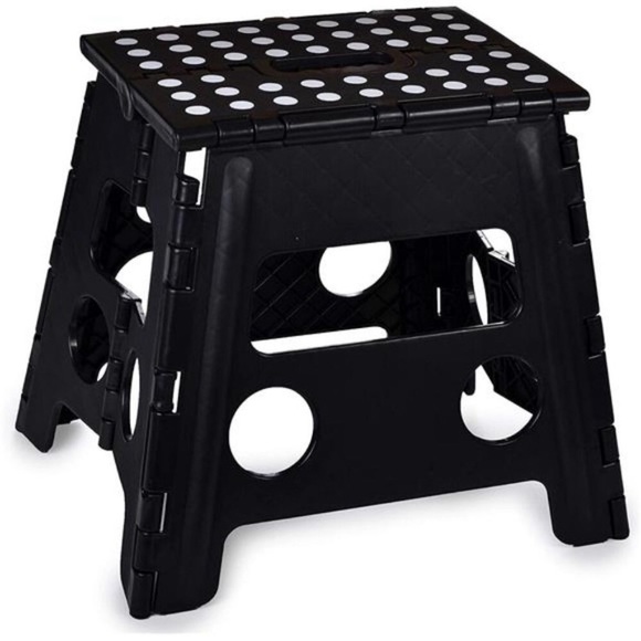 Folding Step Stool, 13 Inch - Anti-Skid Step Stool for Kids or Adults (Black) - Picture 1 of 7